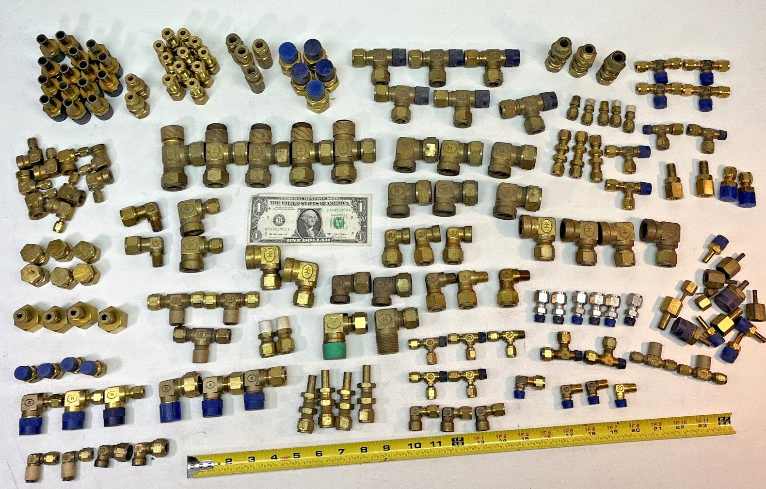 NEW 200+ pcs LARGE LOT GYROLOK HOKE BRASS TUBING TUBE COMPRESSION FITTINGS HR