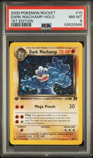 2000 POKEMON ROCKET 1ST EDITION #10 DARK MACHAMP-HOLO PSA 8