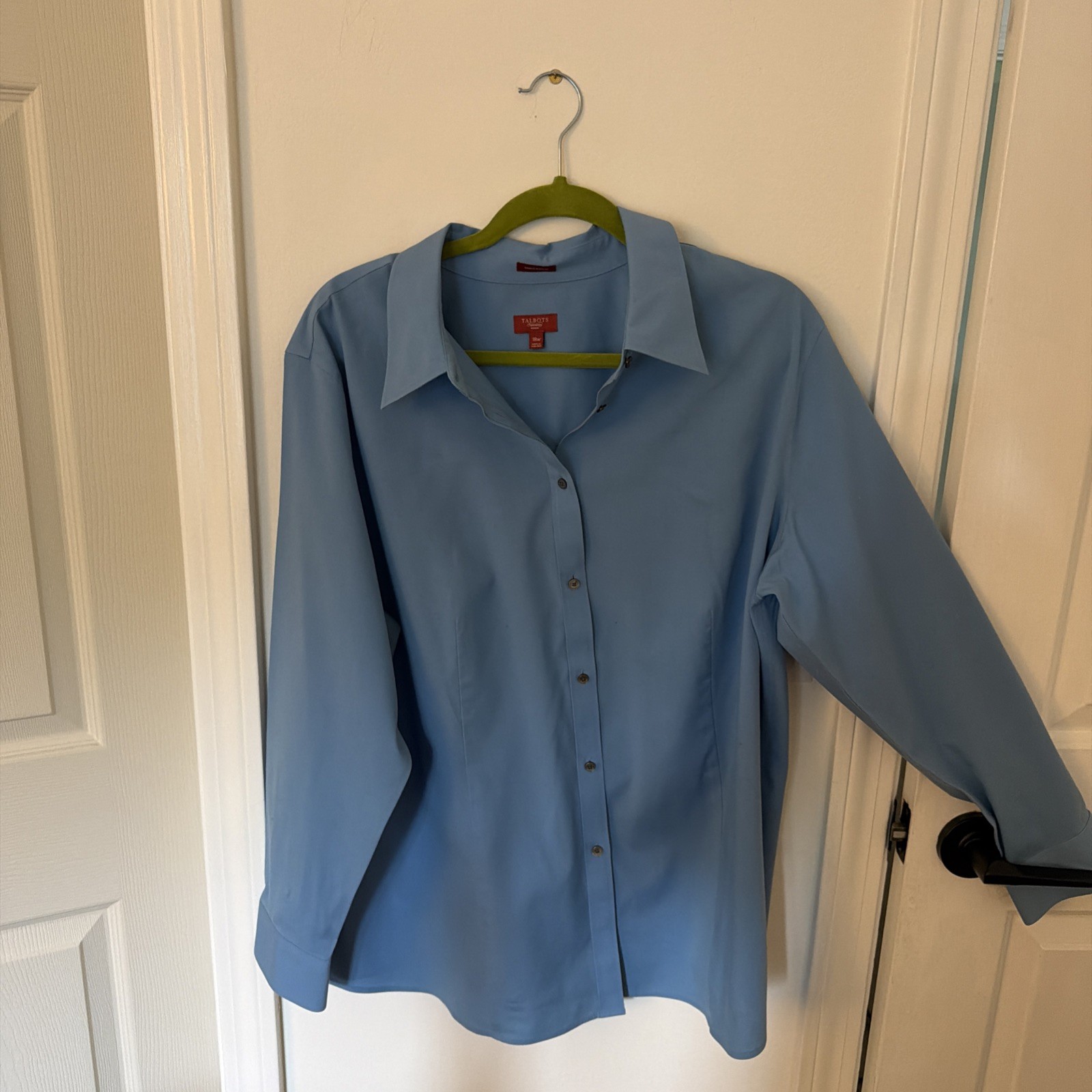 Talbots Women\'s Size 18W Wedgwood Blue Ling Sleeve Blouse - Gorgeous Color