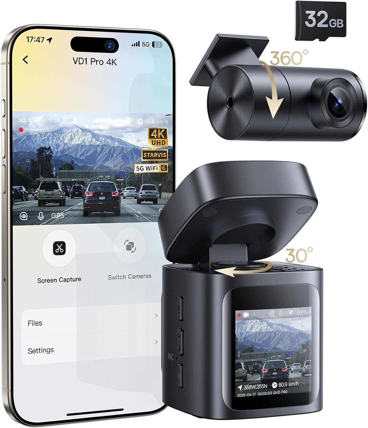 Baseus PrimeTrip VD1 Pro Dash Cam 4K+1080p Lithium battery version Cosmin Black Baseus PrimeTrip VD1 Pro Dash Cam 4K+1080p Lithium battery version Cosmin Black