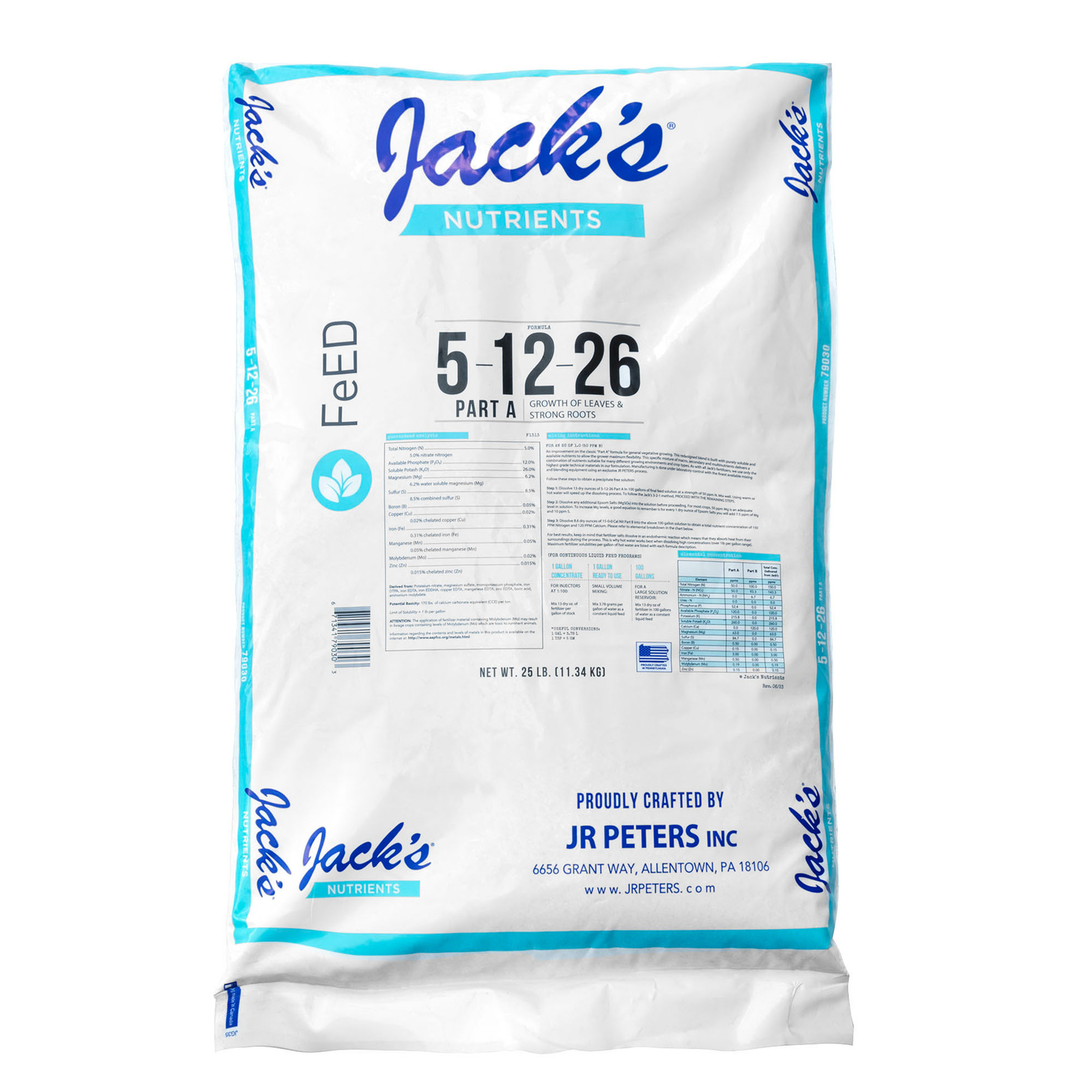 Jack's Nutrients 5-12-26 Part A Water-Soluble Fertilizer, 25lbs Jack's Nutrients 5-12-26 Part A Water-Soluble Fertilizer, 25lbs