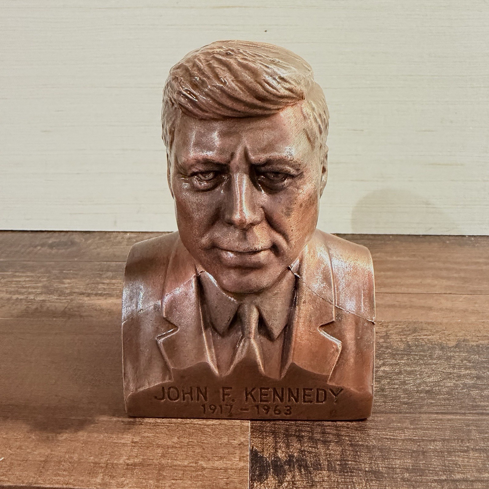 VTG 60s Banthrico JFK Bust Coin Bank Custom Molded Endicott Trust Company NY