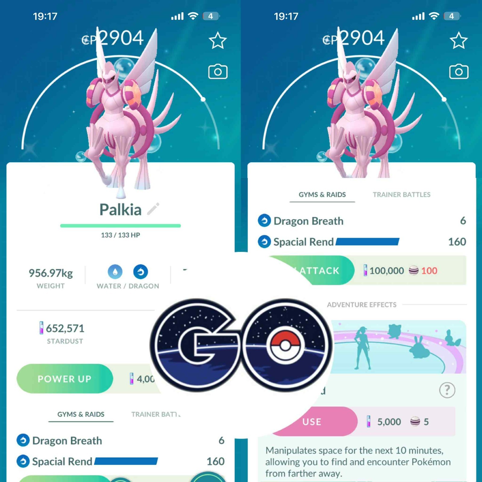 Pokémon Go - Shiny Palkia Origin Formed-Moveset Spacial Rend - Mini PTC or TRADE