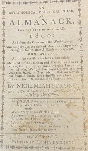 ALMANACK FOR THE YEAR OF OUR LORD 1800 by Nehemiah Strong [1799]