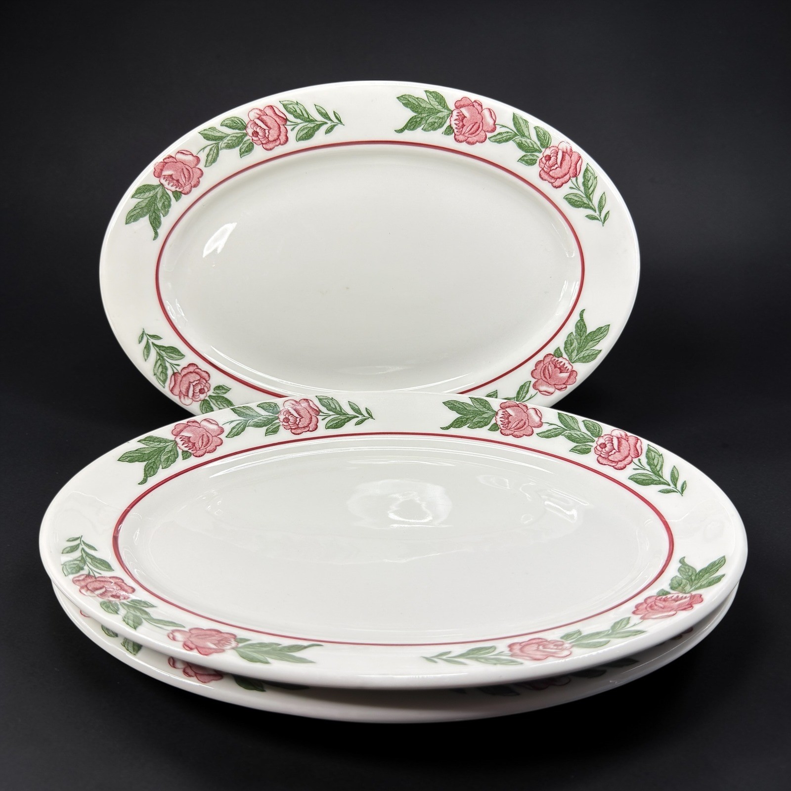 Jackson Vitrified China Oval Platters Pink Rose Floral Restaurant Ware Set of 3 Jackson Vitrified China Oval Platters Pink Rose Floral Restaurant Ware Set of 3