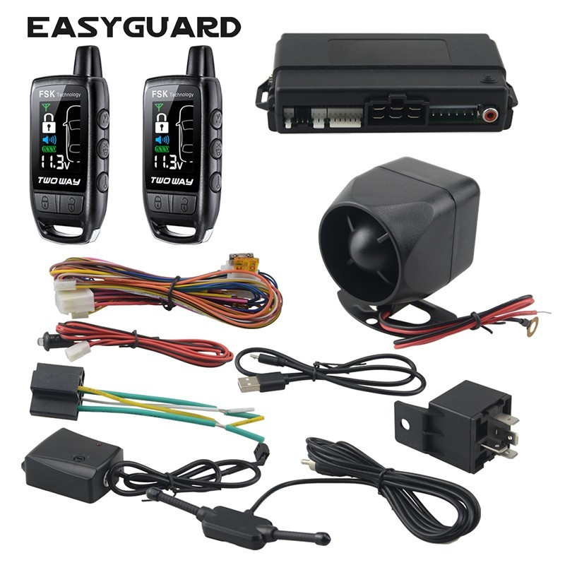 EASYGUARD 2 Way car Alarm with Rechargeable LCD Pager Vibration Alarm 868Mhz