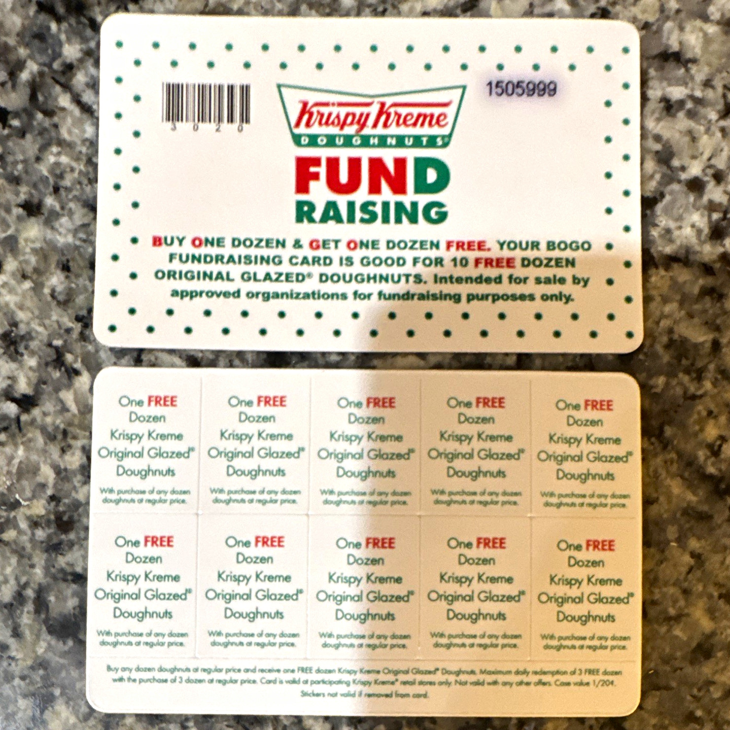 Krispy Kreme One Free Dozen Original Glazed Sticker Card - Krispy Kreme One Free Dozen Original Glazed Sticker Card -
