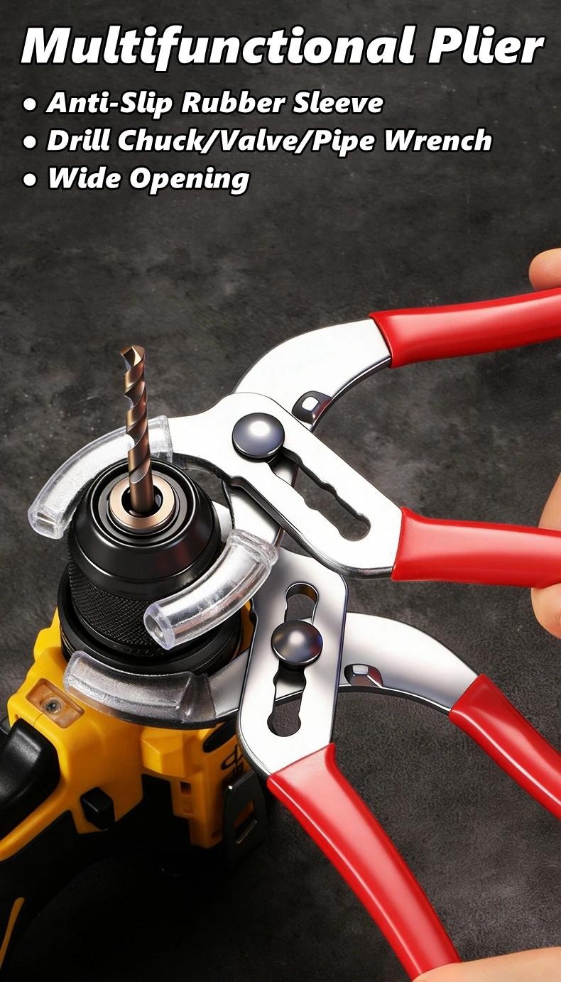 Wide Jaw Adjustable Wrench, Long Handle Universal Tool + Soft Pliers Wide Jaw Adjustable Wrench, Long Handle Universal Tool + Soft Pliers