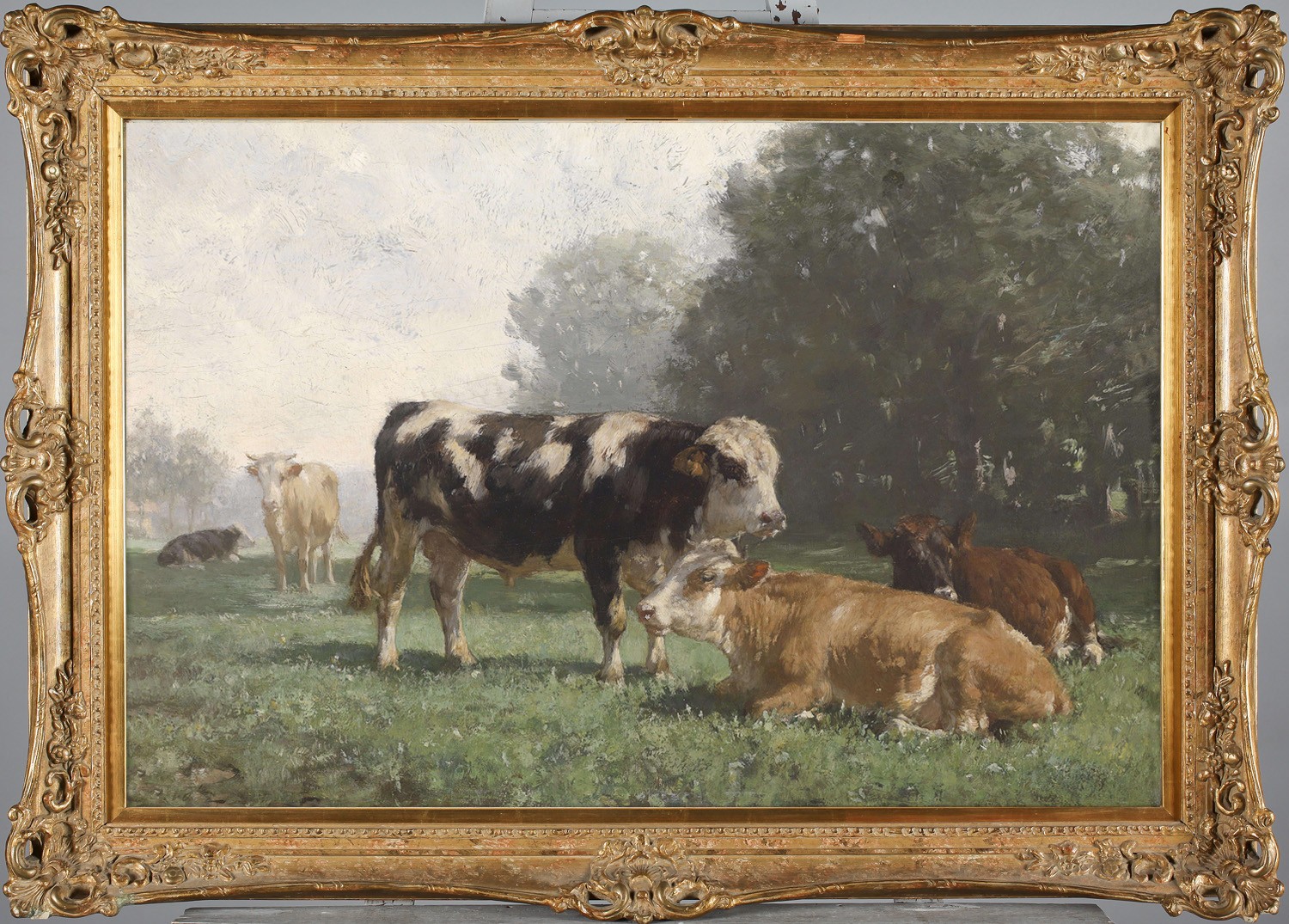 Hand Painted Classical Oil Painting Cows Cattle Vintage style Animal Unframed