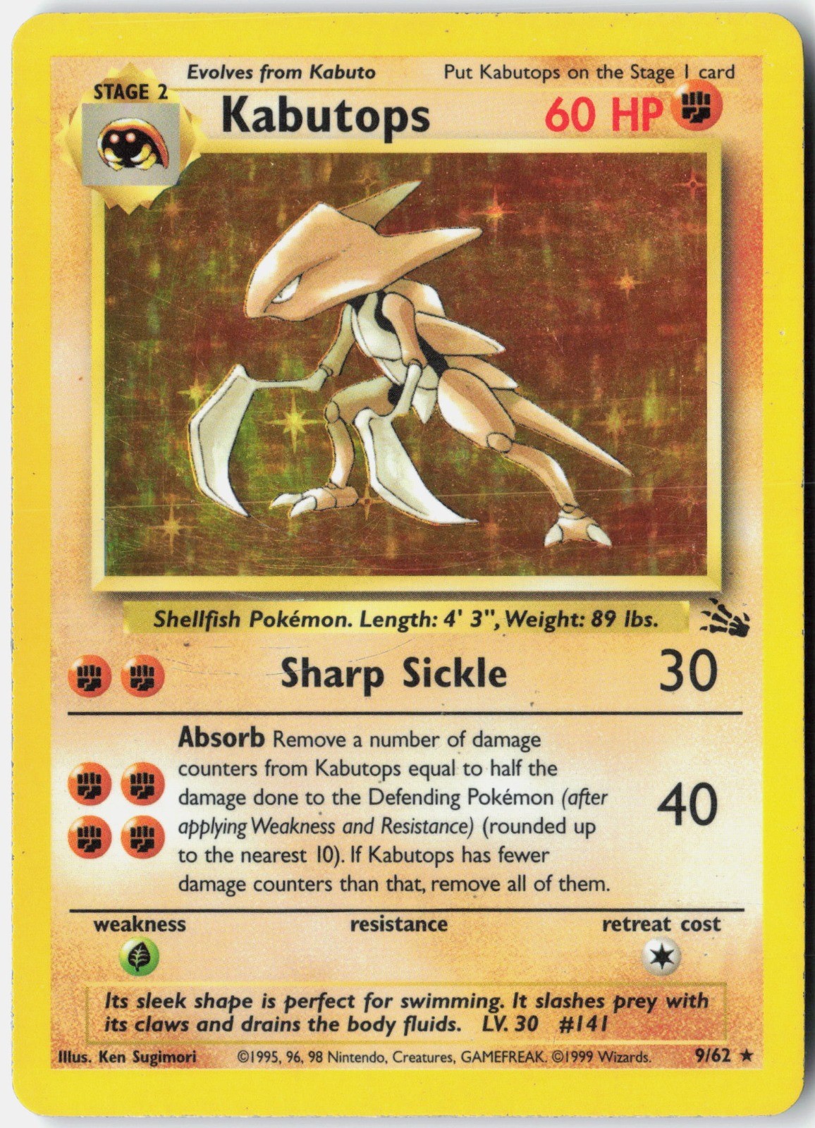 Kabutops (9) Unlimited Holo Holo Rare Fossil 09/62 LP