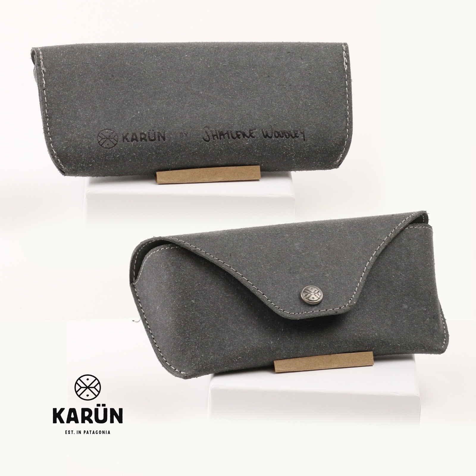 Karun Eyeglass Case by Sharlene Woodley. Recycled leather Karun Eyeglass Case by Sharlene Woodley. Recycled leather