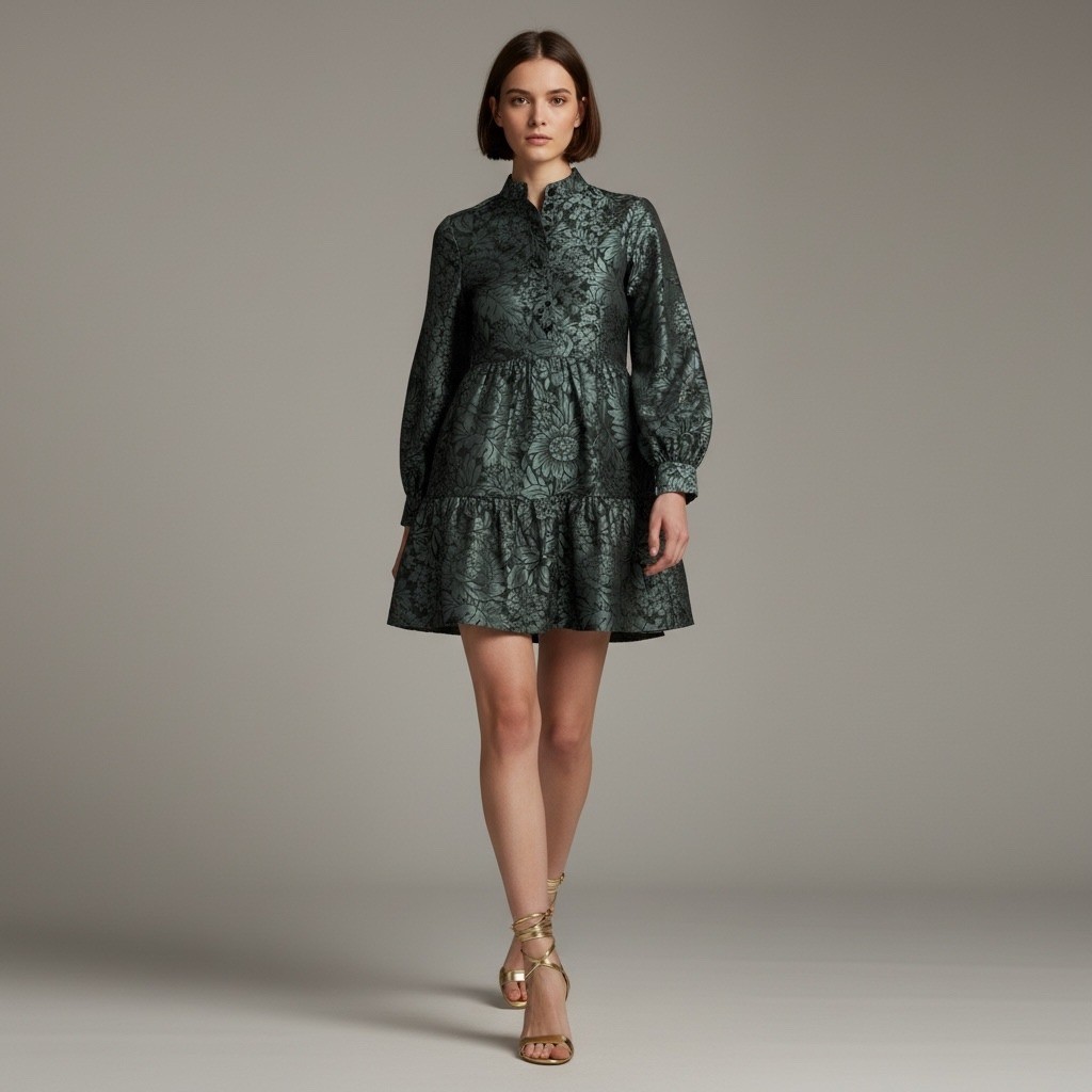 Tuckernuck Alette Mini Dress Women S Emerald Mirasol Jacquard Tiered NWT $248