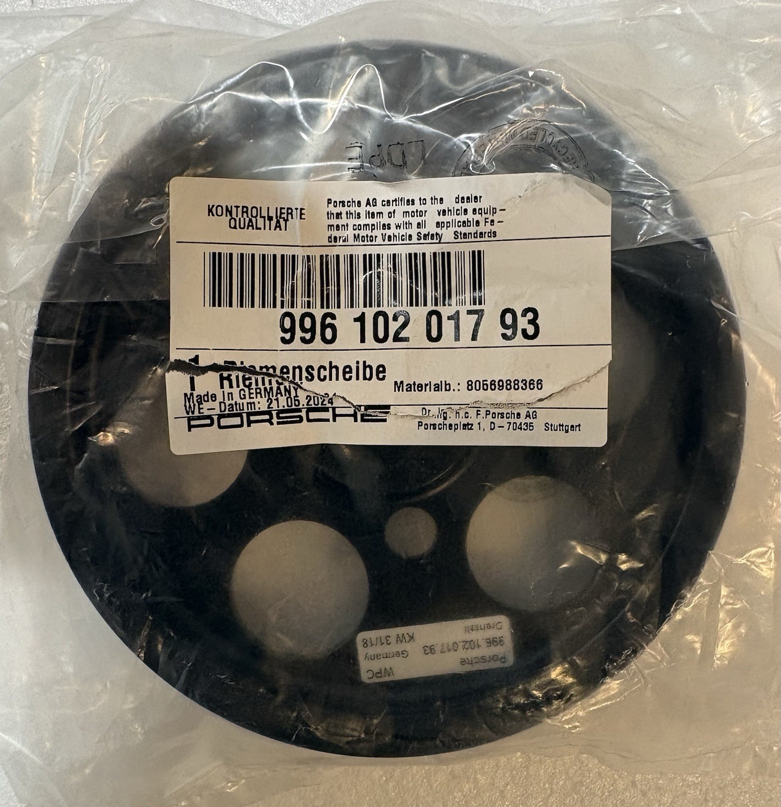 Porsche 996 GT3 Crankshaft Pulley OEM Brand New Porsche 996 GT3 Crankshaft Pulley OEM Brand New