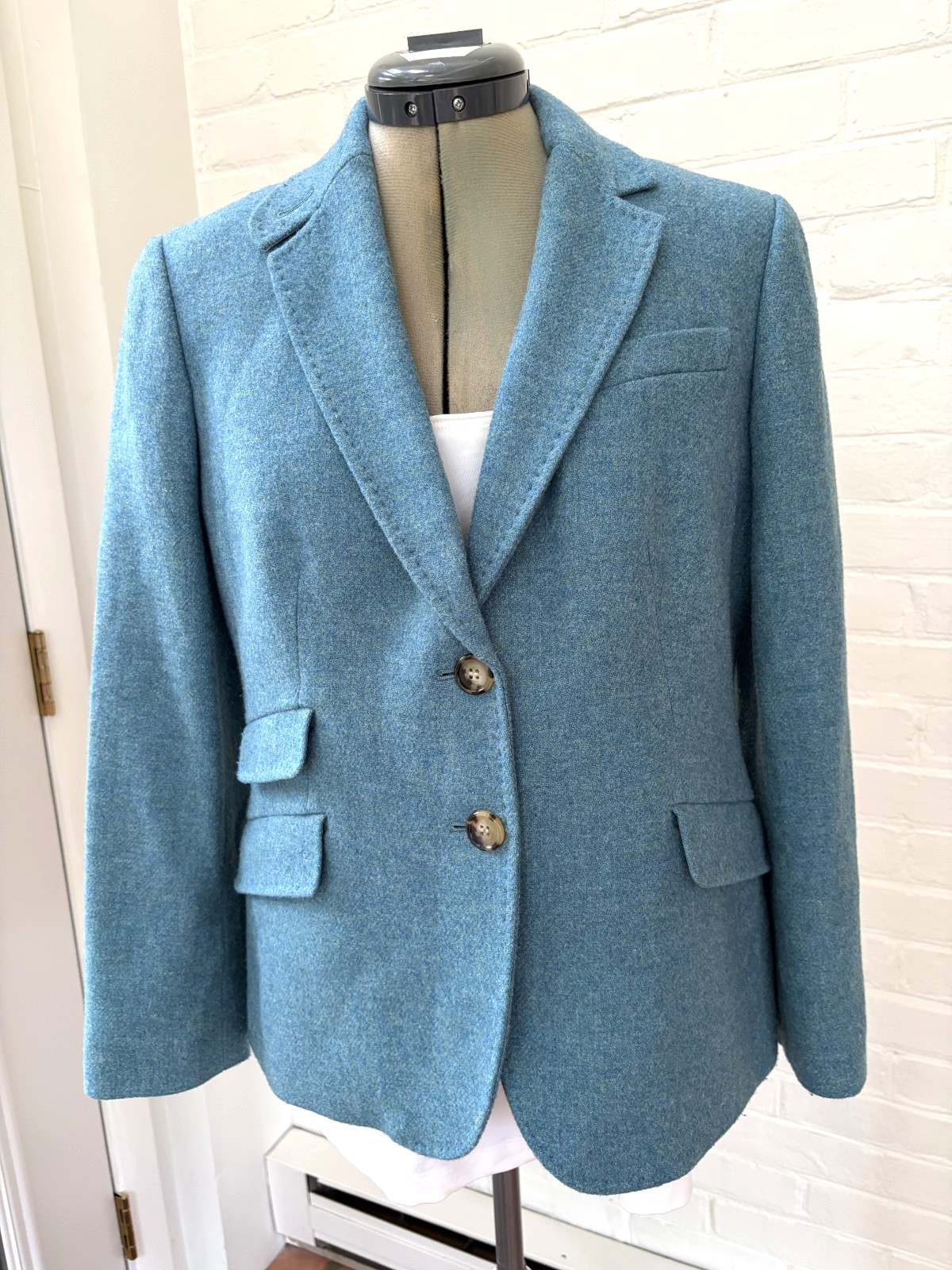 TALBOTS PETITES TEAL WOOL BLEND JACKET BLAZER WITH SOFT GATHERED BACK 10P