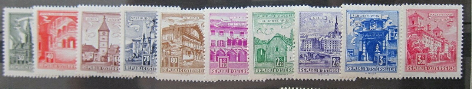 Austria, 1962 Famous Architecture buildings full set, 10 stamps , MNH