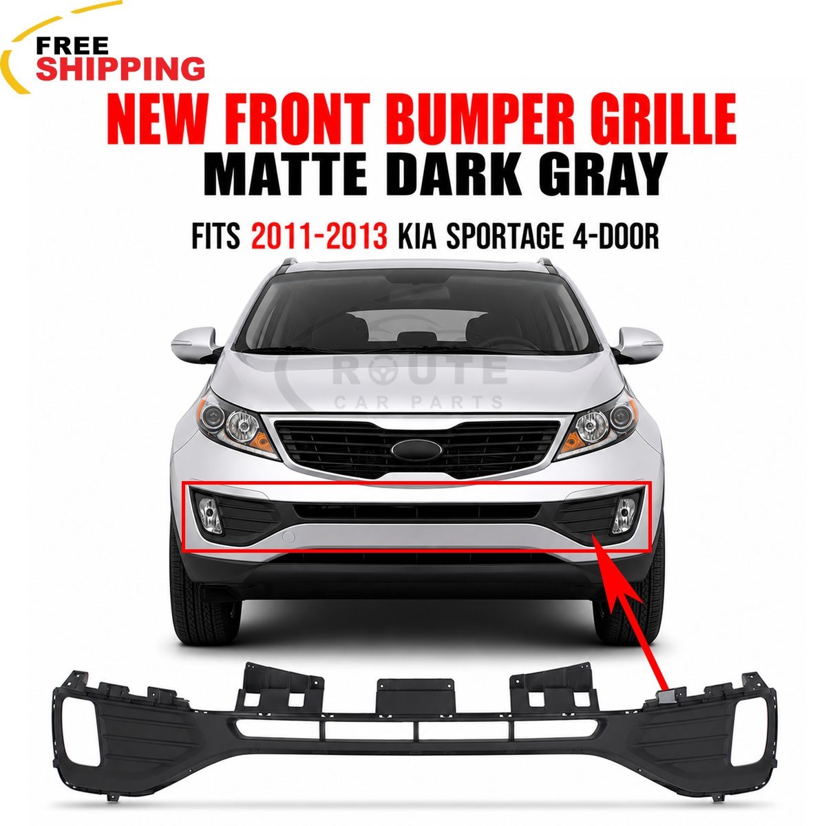 New Front Bumper Grille Matte Dark Gray Fits 2011-2013 Kia Sportage 4-Door Capa