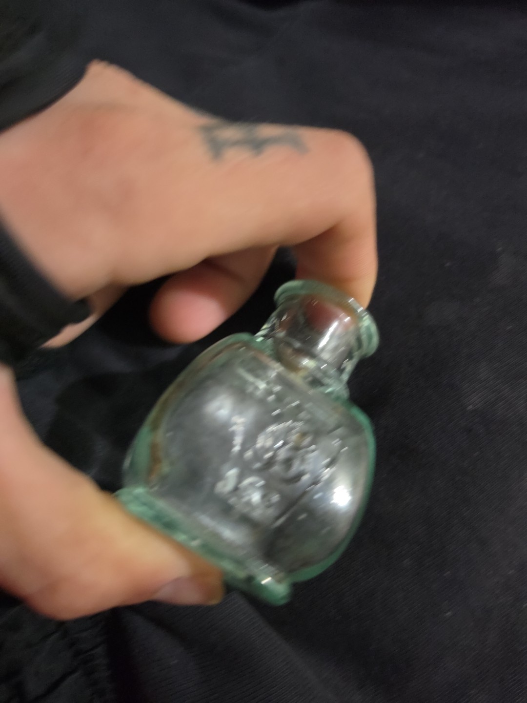 Vintage 1880s J.C. Blair & Co. Aqua Glass Ink Bottle
