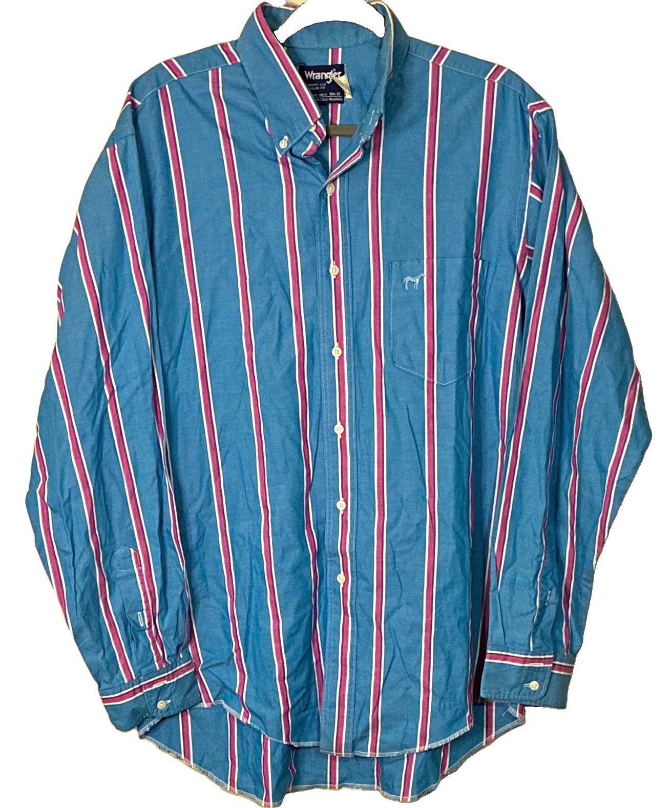VTG Wrangler Cowboy Cut Regular Striped Cotton Shirt 16.5 x 35 size L Button Up VTG Wrangler Cowboy Cut Regular Striped Cotton Shirt 16.5 x 35 size L Button Up
