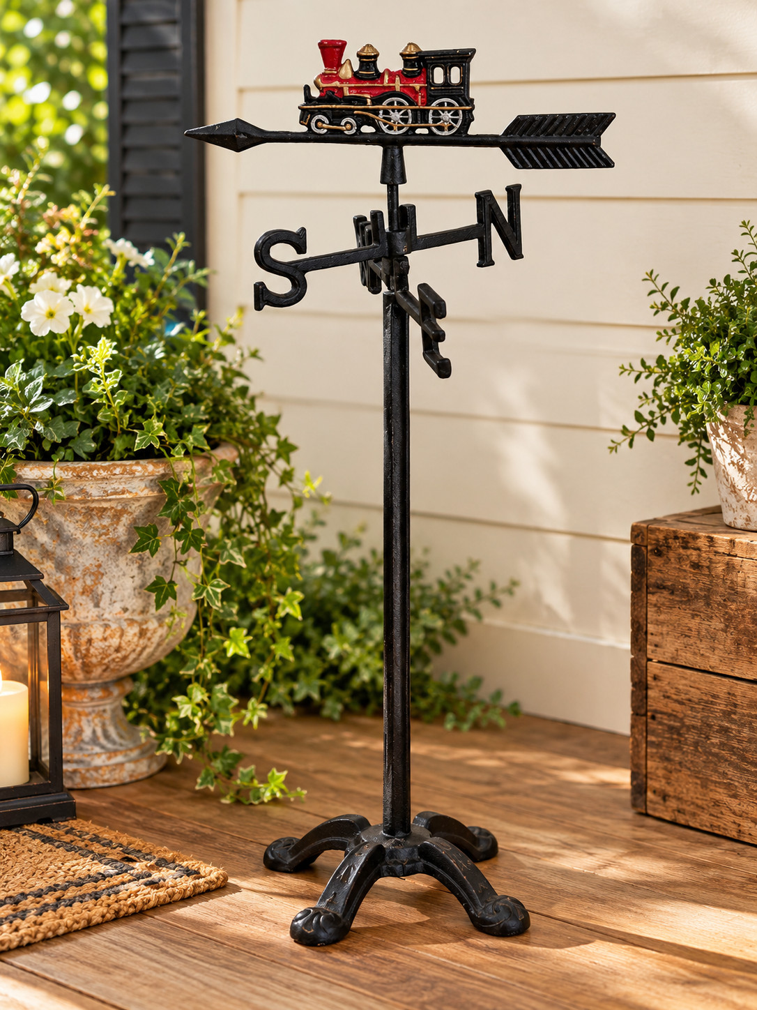 Vintage Cast Iron Train Directional Weathervane Steam Locomotive Rustic Garden Vintage Cast Iron Train Directional Weathervane Steam Locomotive Rustic Garden