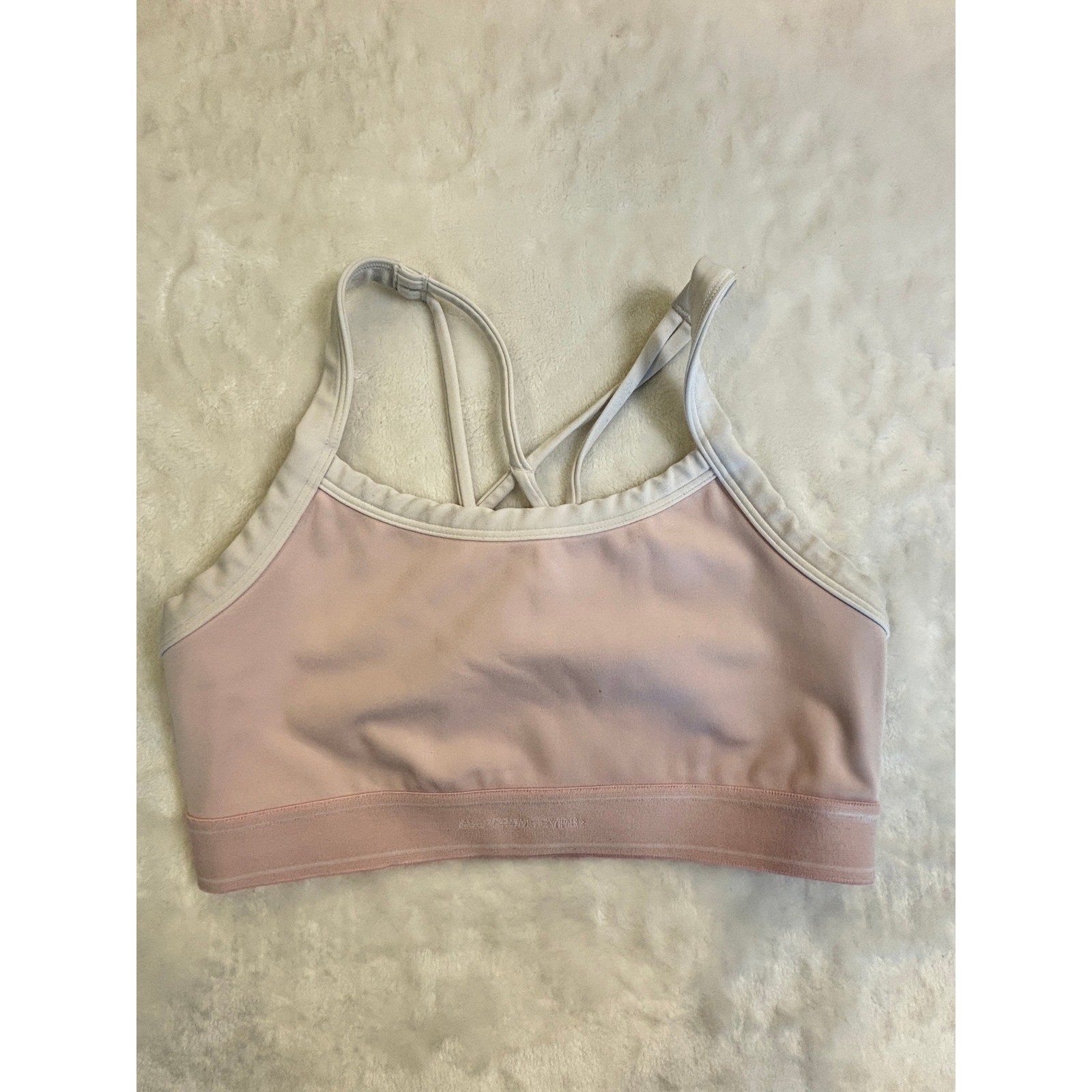 Abercrombie Kids YPB Sports Bra Pink White Strappy Back Activewear Size 11/12 Abercrombie Kids YPB Sports Bra Pink White Strappy Back Activewear Size 11/12