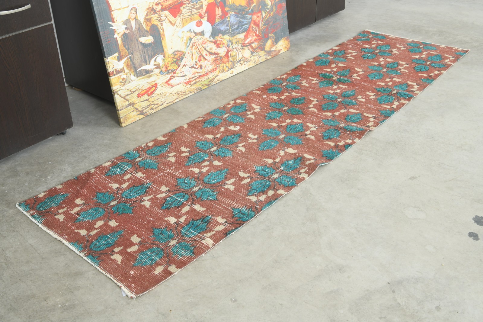 2x8 Turkish Antique Runner Rug Anatolian Hand-Knotted Vintage Oushak Carpet,212
