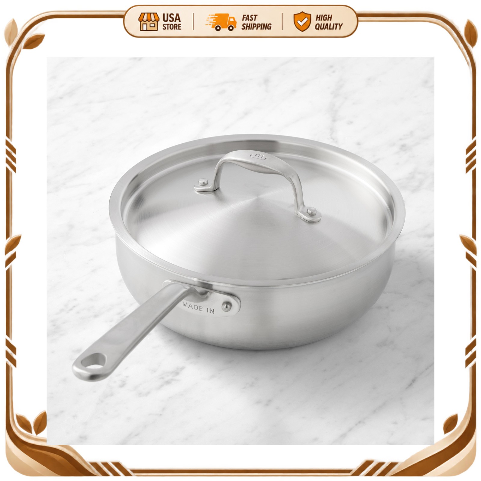 Williams Sonoma Made In Stainless Steel Saucier 3 Qt Sauce Pan