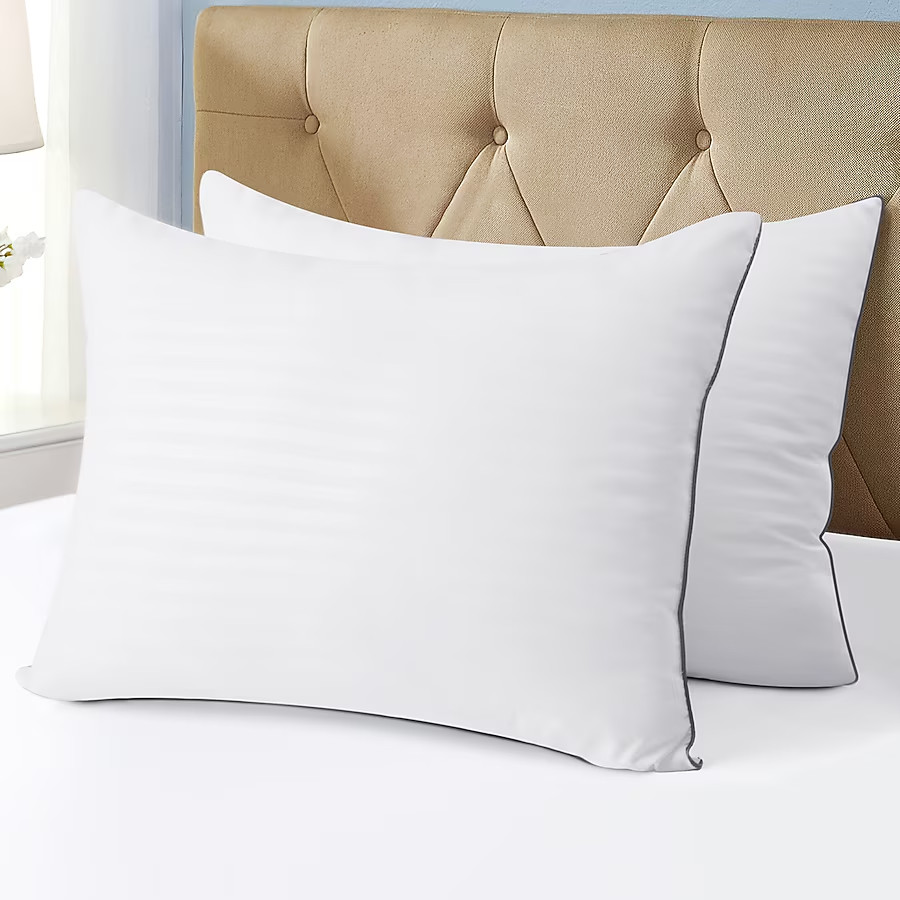JUSTLET Standard Bed Pillows Set of 2 Down Alternative White 20 x 26 Inchesv