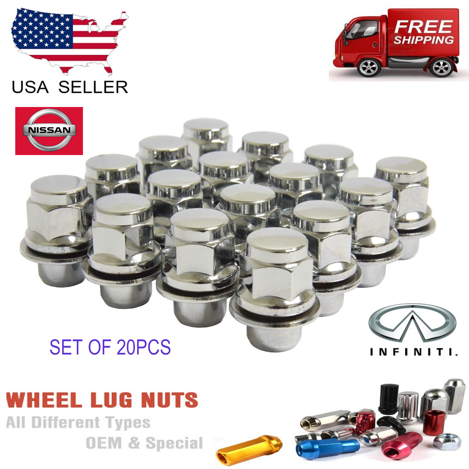 20PCS 12X1.25 OEM REPLACEMENT LUG NUTS (FIT: NISSA GTR INFINITY G37) 20PCS 12X1.25 OEM REPLACEMENT LUG NUTS (FIT: NISSA GTR INFINITY G37)