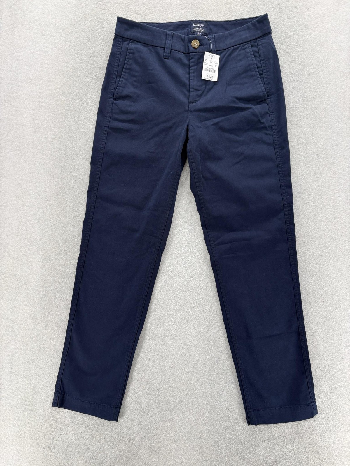 J.CREW High Rise Girlfriend Chino Pant Womens 00 Blue Stretch Casual Preppy NWT