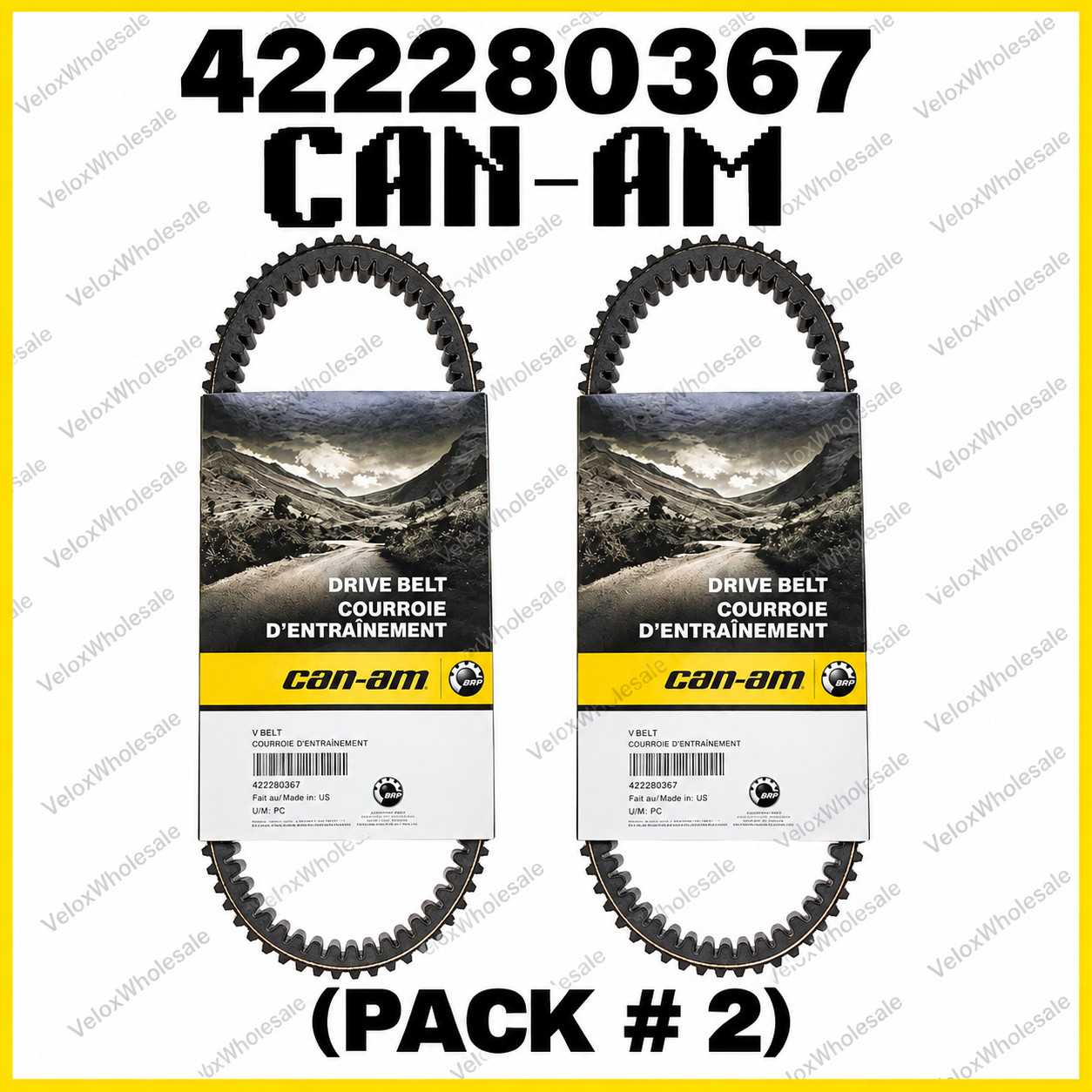 2 Pack-Genuine Can-Am OEM 422280367 Drive Belt for Maverick Renegade Commander