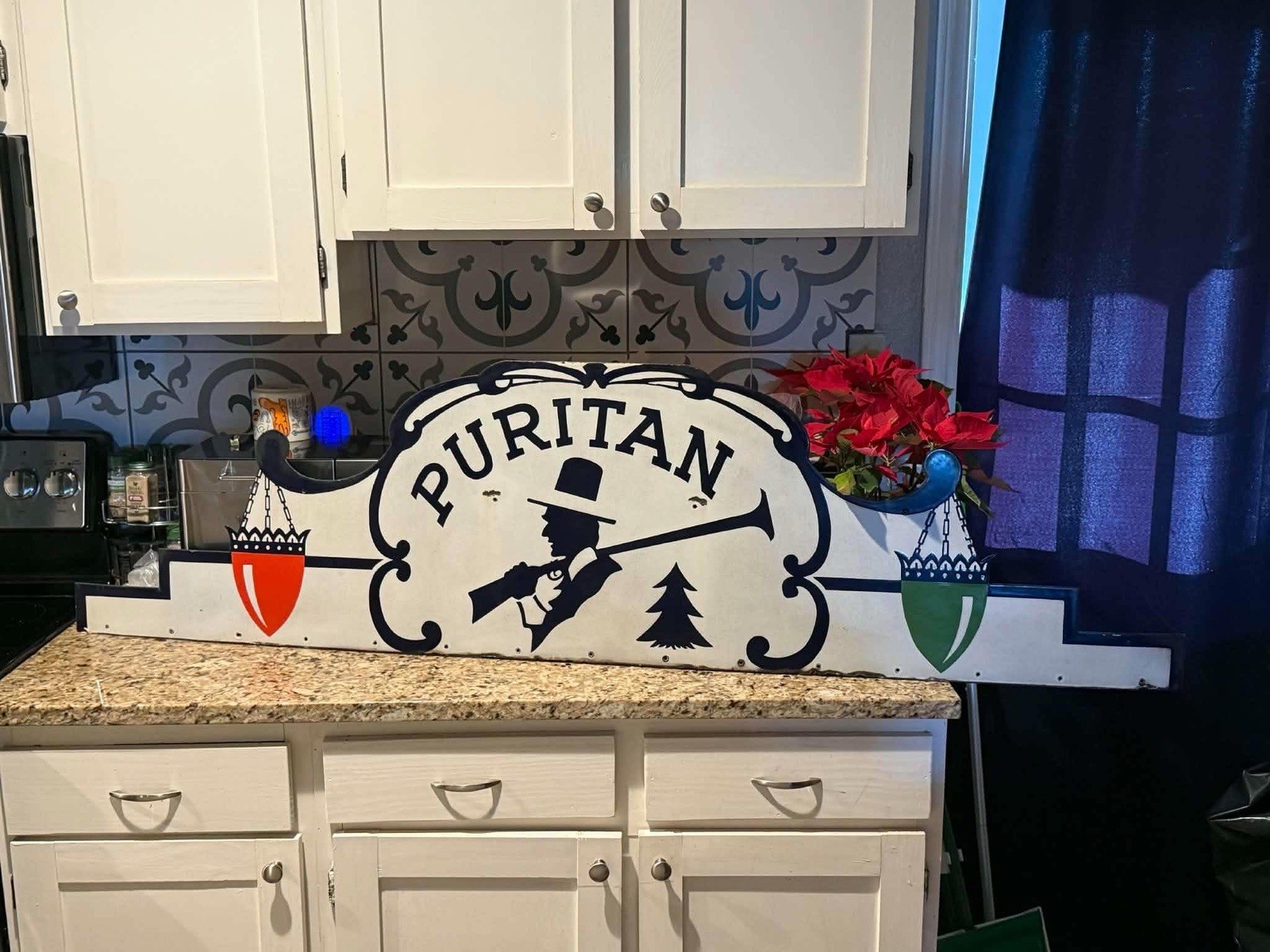 Wow amazing Scarce- 1940s Porcelain Puritan With Musket 68 X 18 Wow amazing Scarce- 1940s Porcelain Puritan With Musket 68 X 18