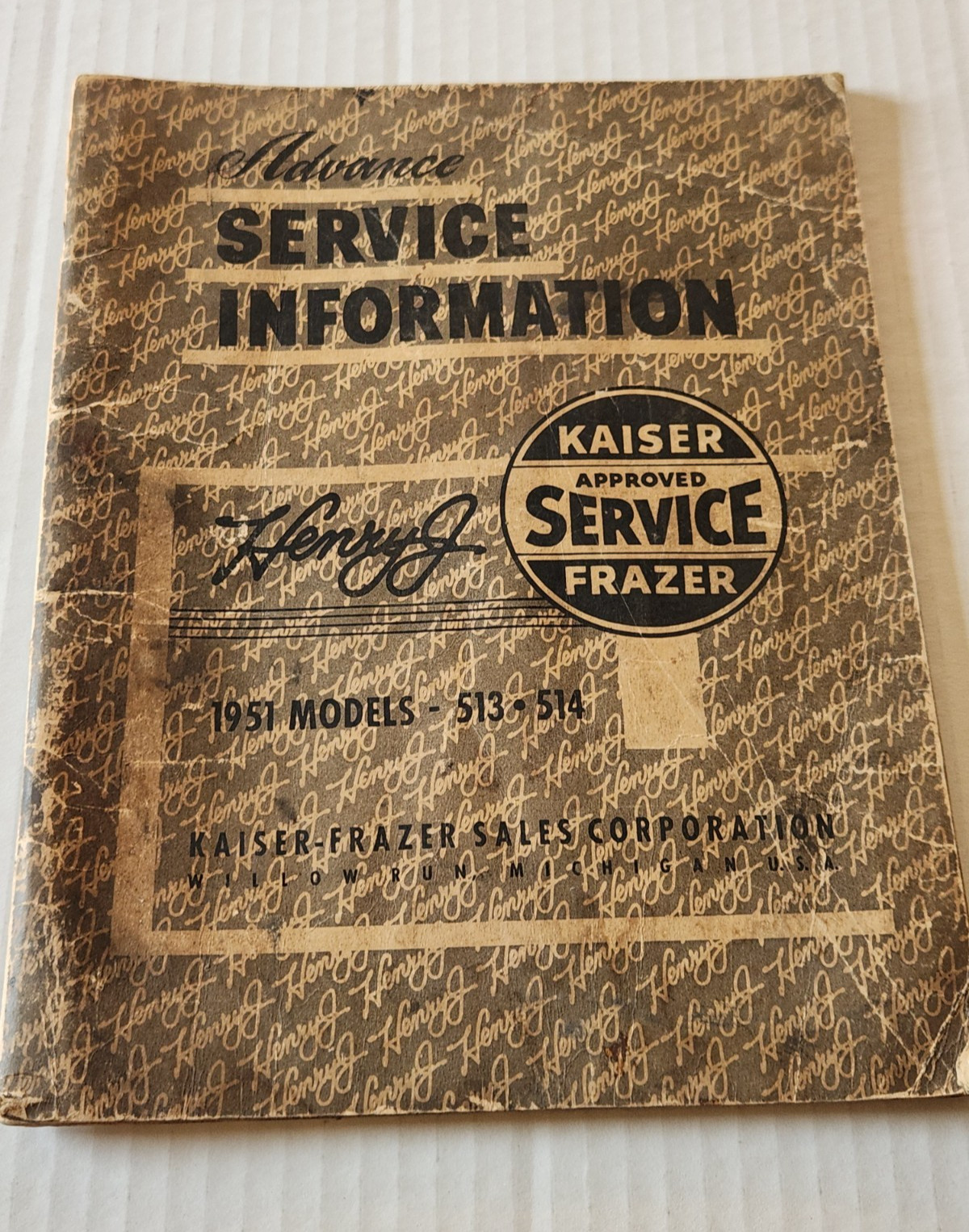 Vintage 1951 Kaiser Frazier Advance Service Information Henry J Models 513 514
