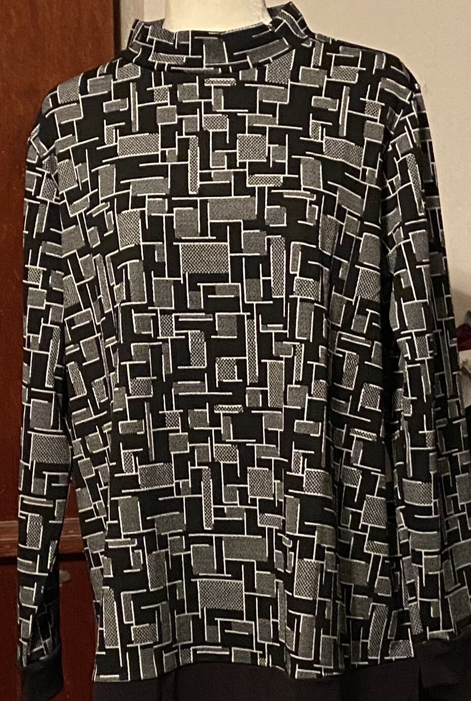 Chico’s Blocked Grid Mock-Neck Tunic-Size 3-XL-16/18-Free Shipping