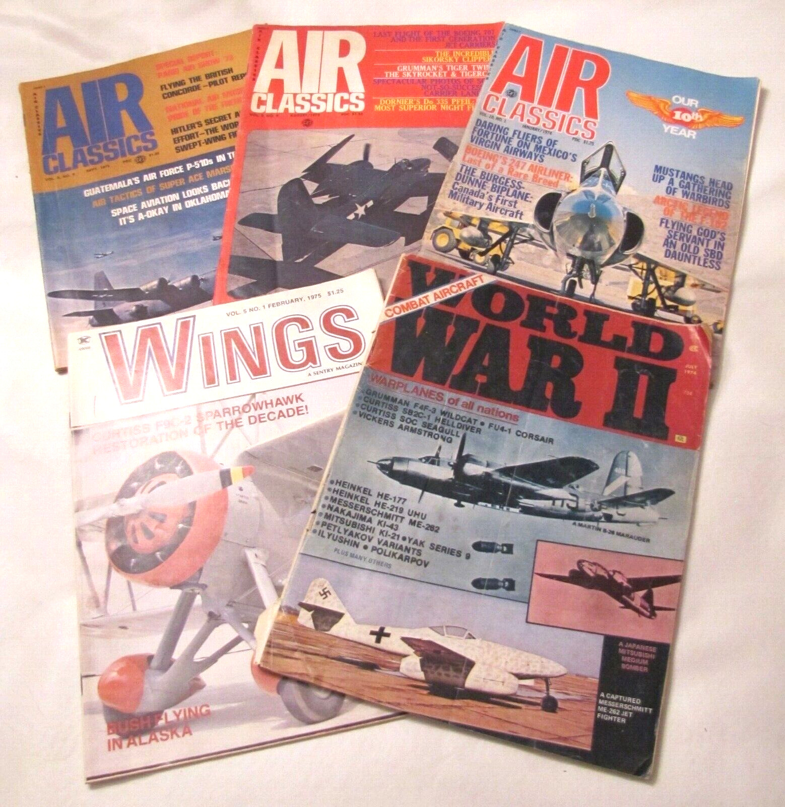 Vtg Air Classics Wings World War II Combat Aircraft Magazines 1973-1975 Aviation Vtg Air Classics Wings World War II Combat Aircraft Magazines 1973-1975 Aviation