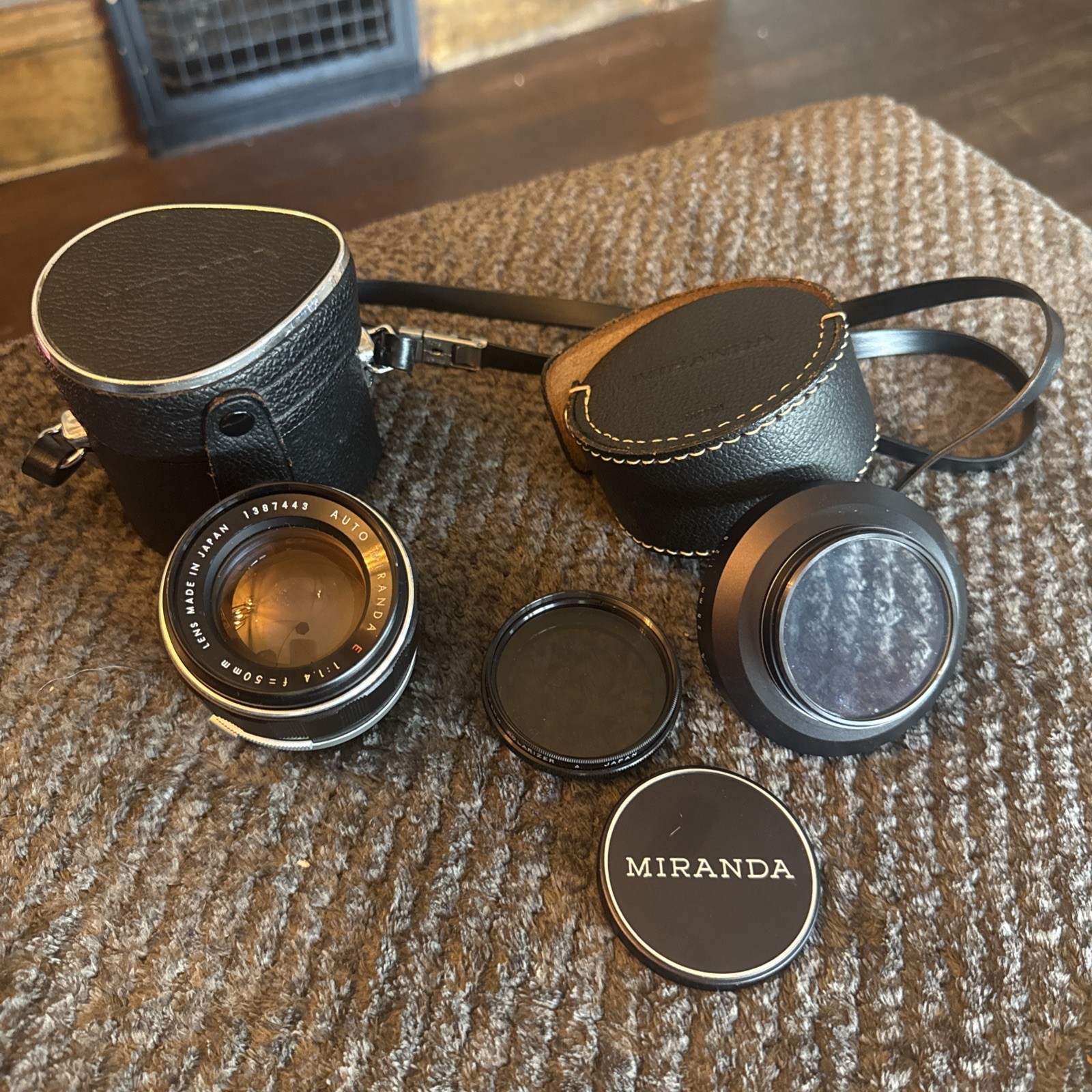 Auto Miranda 50mm f1.4 Lot w/ Cases Caps Hood Polarizer Japan Auto Miranda 50mm f1.4 Lot w/ Cases Caps Hood Polarizer Japan