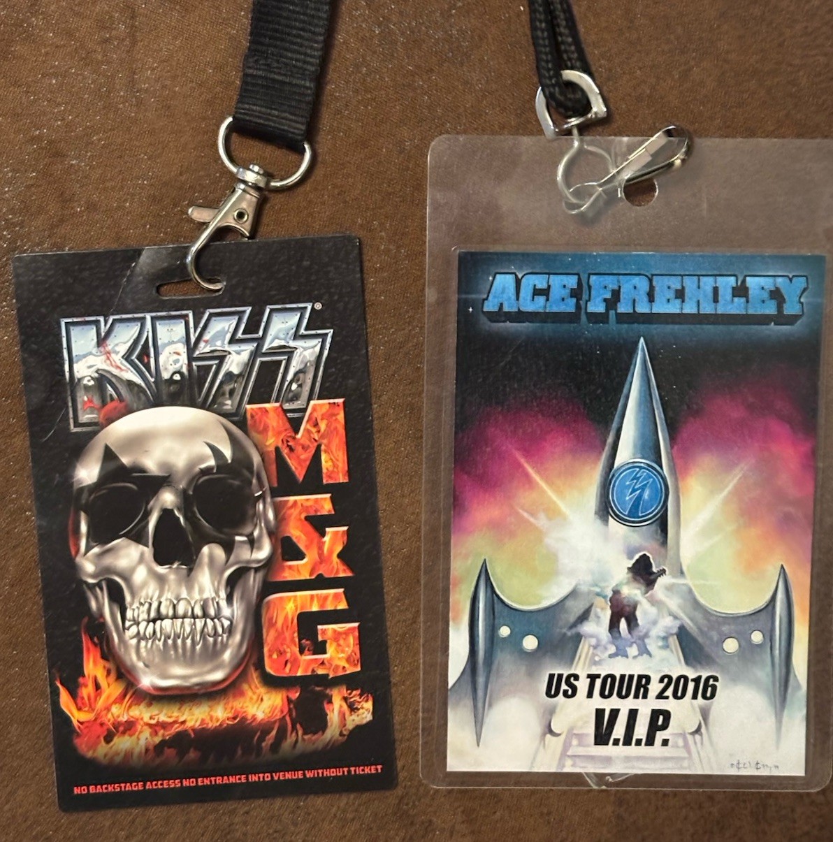 KISS Meet & Greet Pass Lot Of 2 Ace Frehley Signed Space Invader Pass