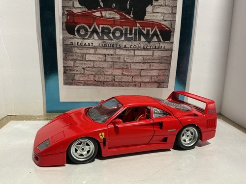 1:18 Burago Italy 1987 Ferrari F40 Red On Red Colored Model Car