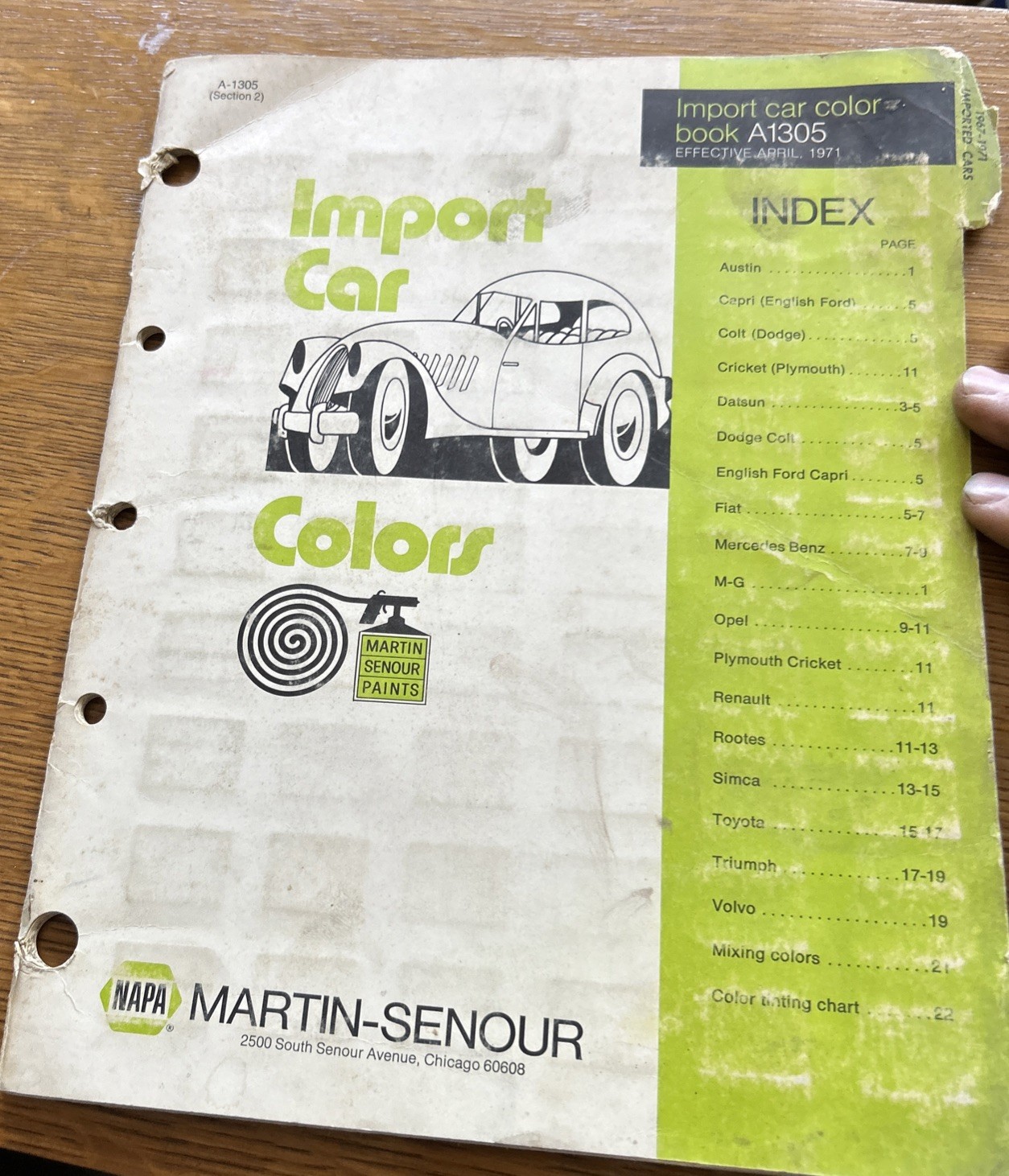 1967-71 NAPA Martin-Senour IMPORT CAR COLOR BOOK - PAINT CODE BROCHURE 1967-71 NAPA Martin-Senour IMPORT CAR COLOR BOOK - PAINT CODE BROCHURE