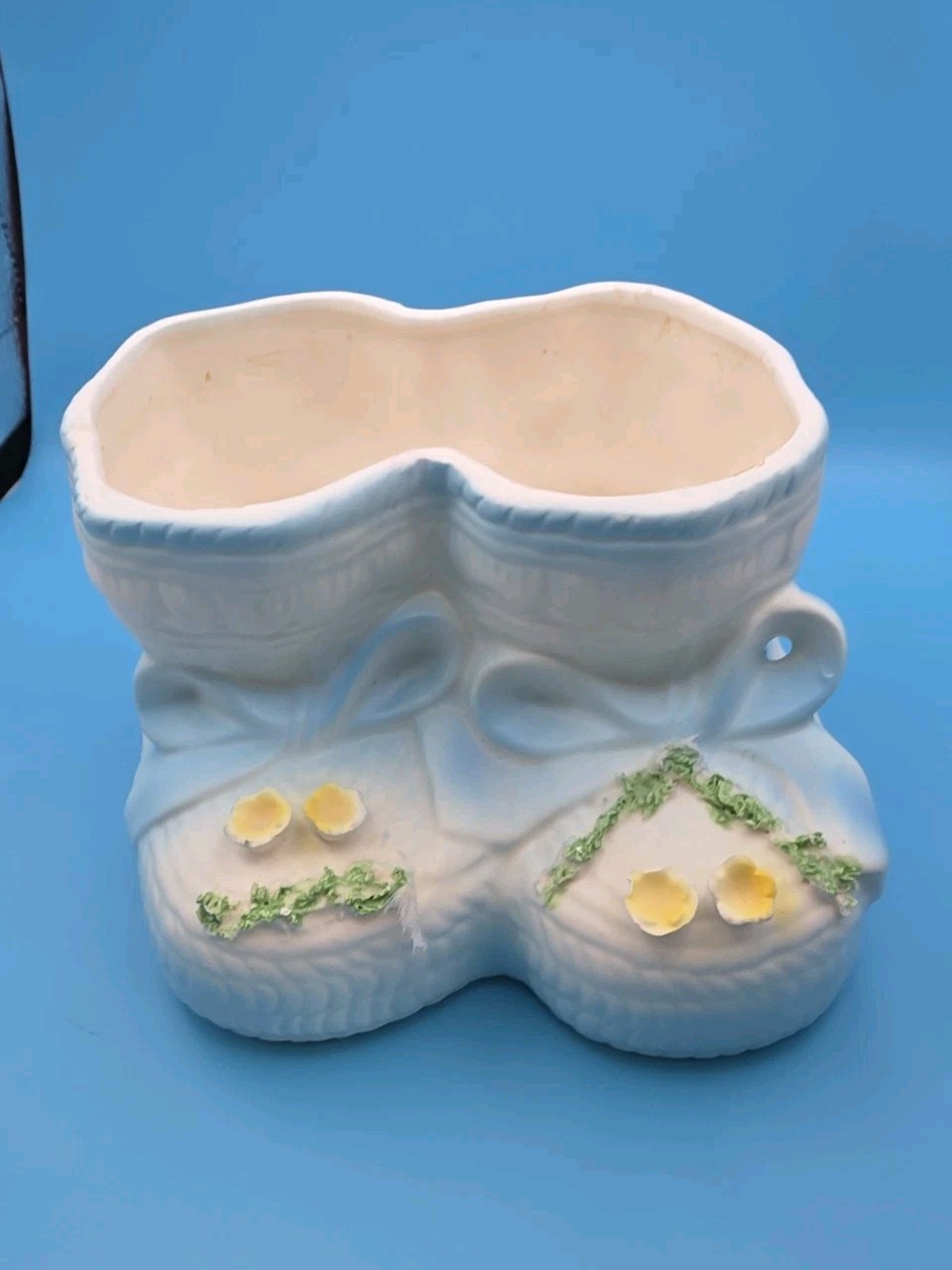 ​Vintage Velco Japan Ceramic Baby Bootie Planter Double Shoe 