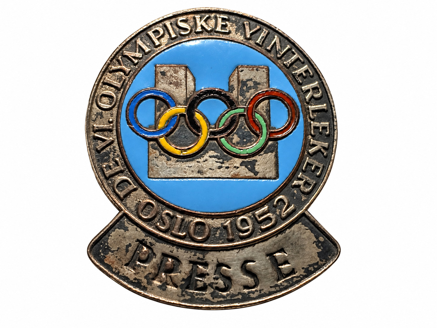 NORWAY. Official Oslo 1952 Winter Olympic Games PRESS Badge Pin VI Olympiad
