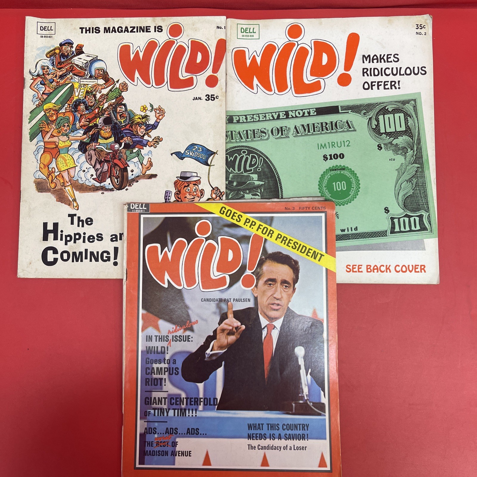 Vintage 1960s WILD Magazine Dell #1 #2 #3 Complete 3 Issue Lot Humor Satire •14