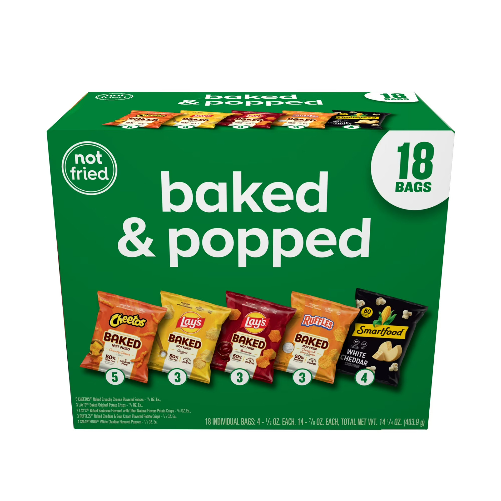 Frito-Lay Baked and Popped Mix Variety pack Snack Chips, 18 Count Multipack New
