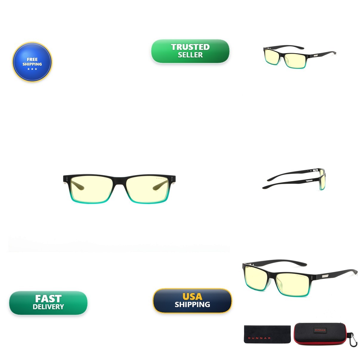 Gunnar Gaming Glasses Cruz Onyx & Teal Amber Neutral Lens Gunnar Gaming Glasses Cruz Onyx & Teal Amber Neutral Lens