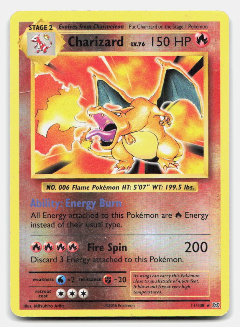 Charizard 11/108 Rare Evolutions Pokemon Reverse Holo LP/MP