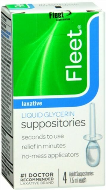 Fleet Liquid Glycerin Suppositories - Case of 30 packs of 4 (120) Exp 08/2027 Fleet Liquid Glycerin Suppositories - Case of 30 packs of 4 (120) Exp 08/2027