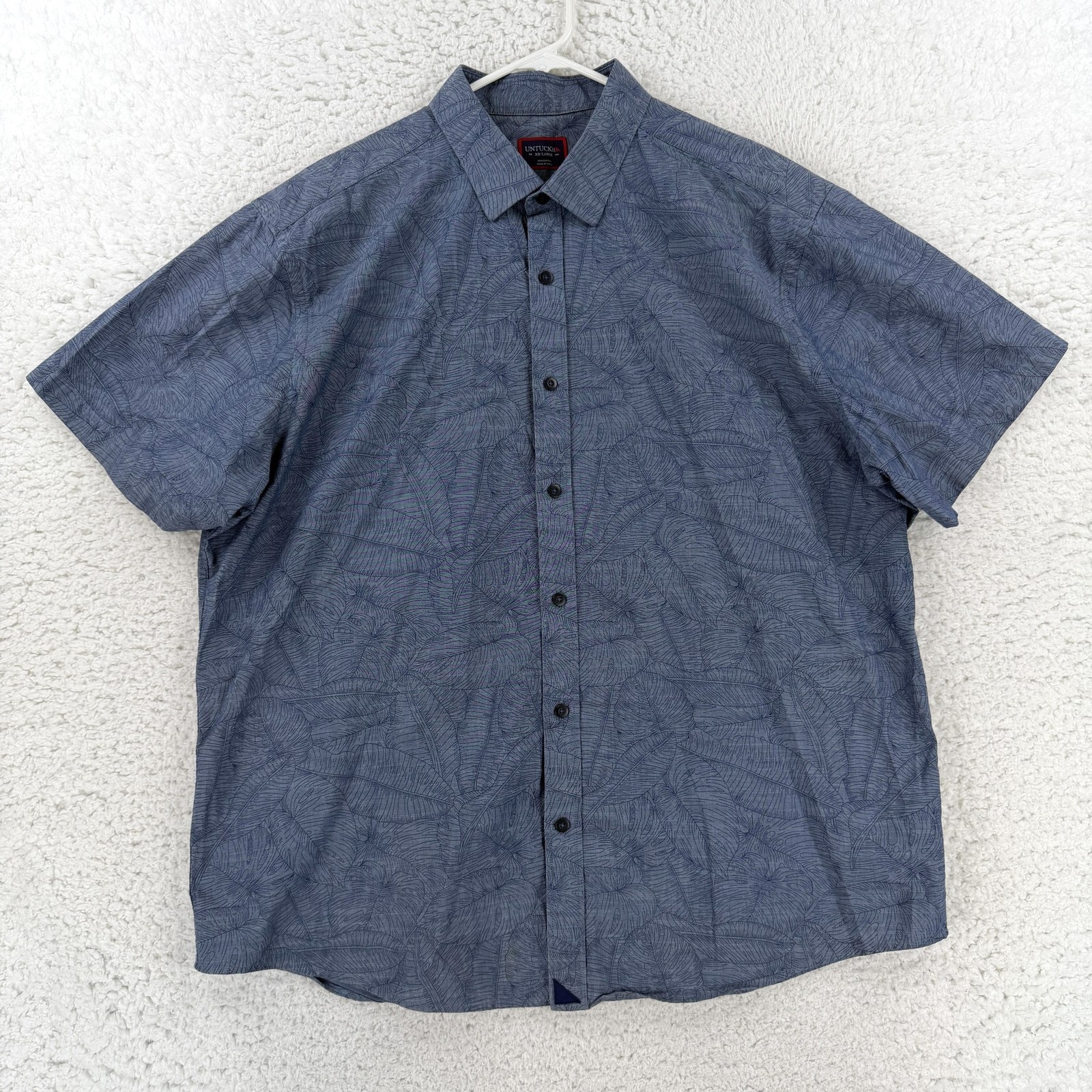 UNTUCKit Montu Shirt Mens 2XL Blue Floral Tropical Short Sleeve Button Up 35212