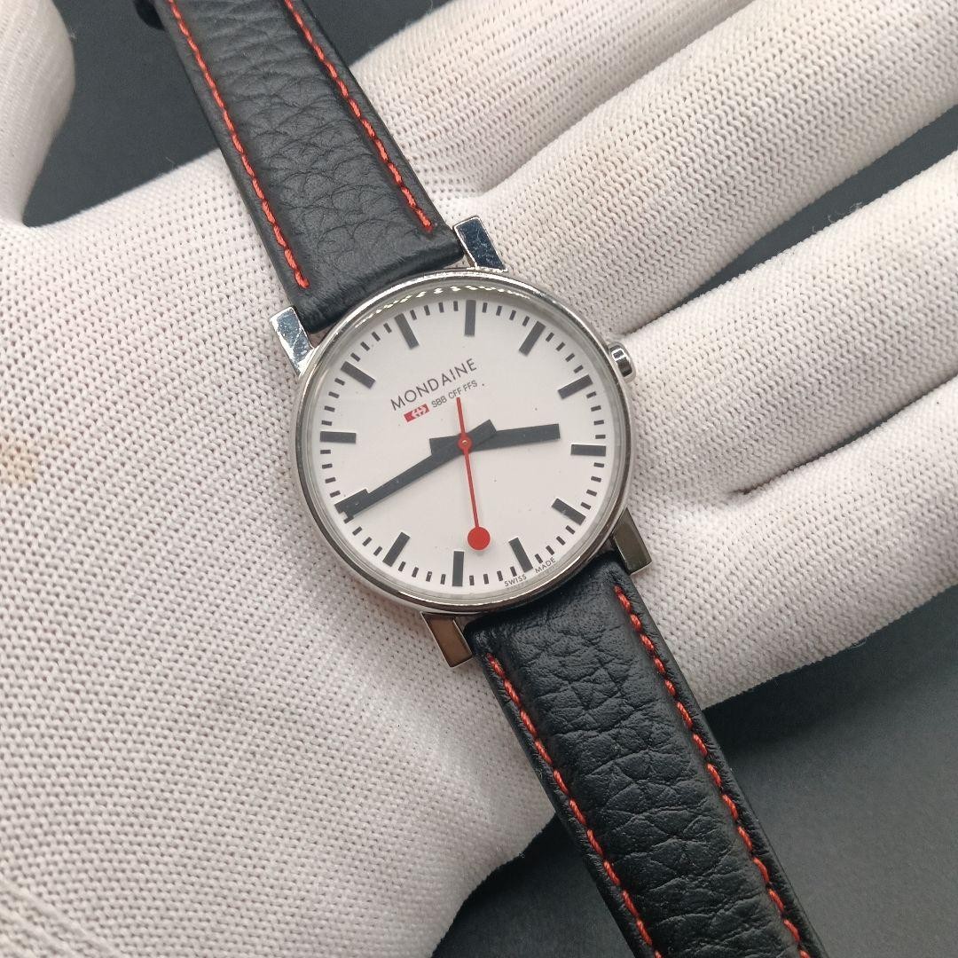 MONDAINE SBB Official Swiss Railways Watch 36mm White Dial Quartz Red Second