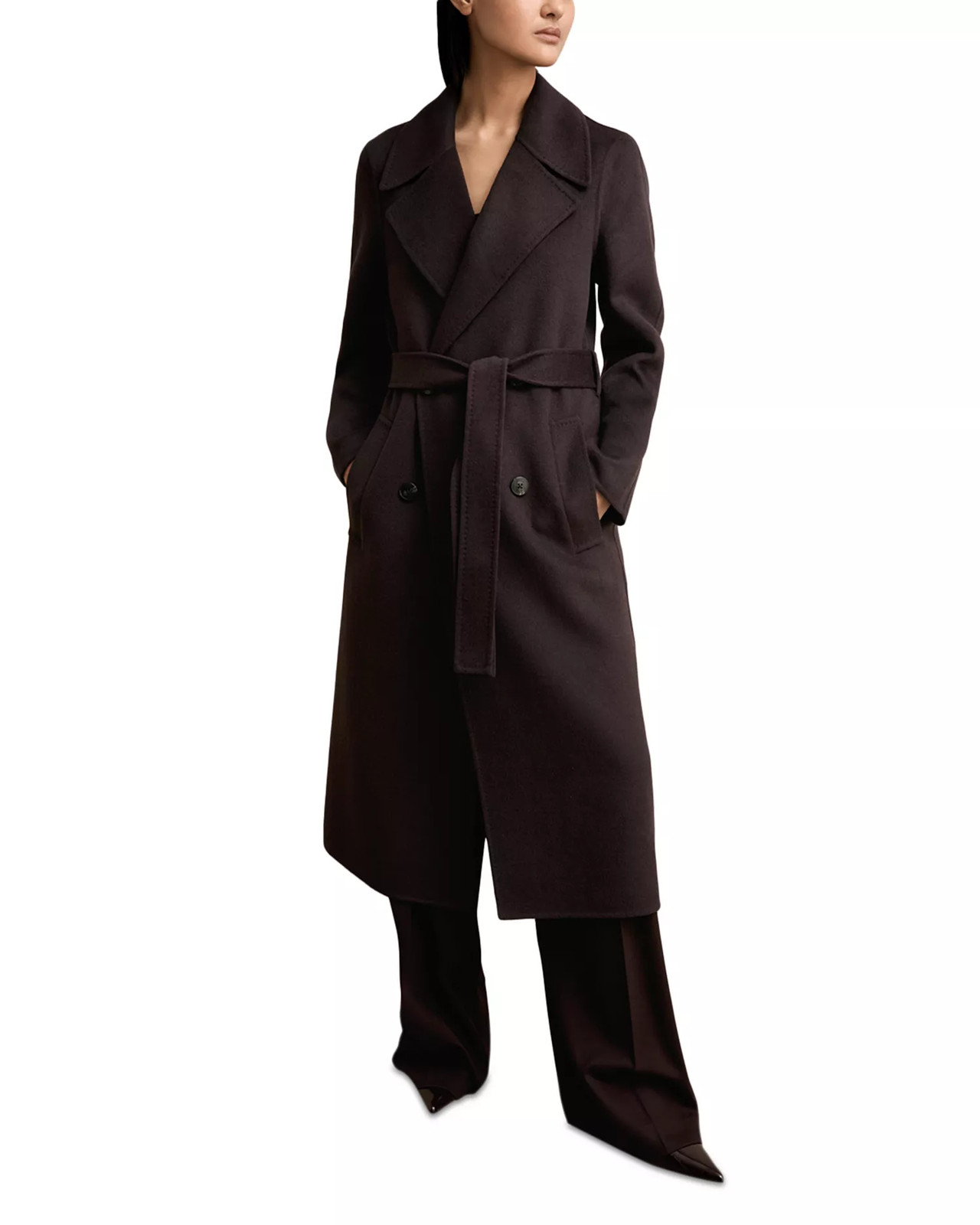 REISS Women\'s Rene Coat 4 Aubergine Double Breasted Blindseam NWT $595 NO BELT REISS Women\'s Rene Coat 4 Aubergine Double Breasted Blindseam NWT $595 NO BELT