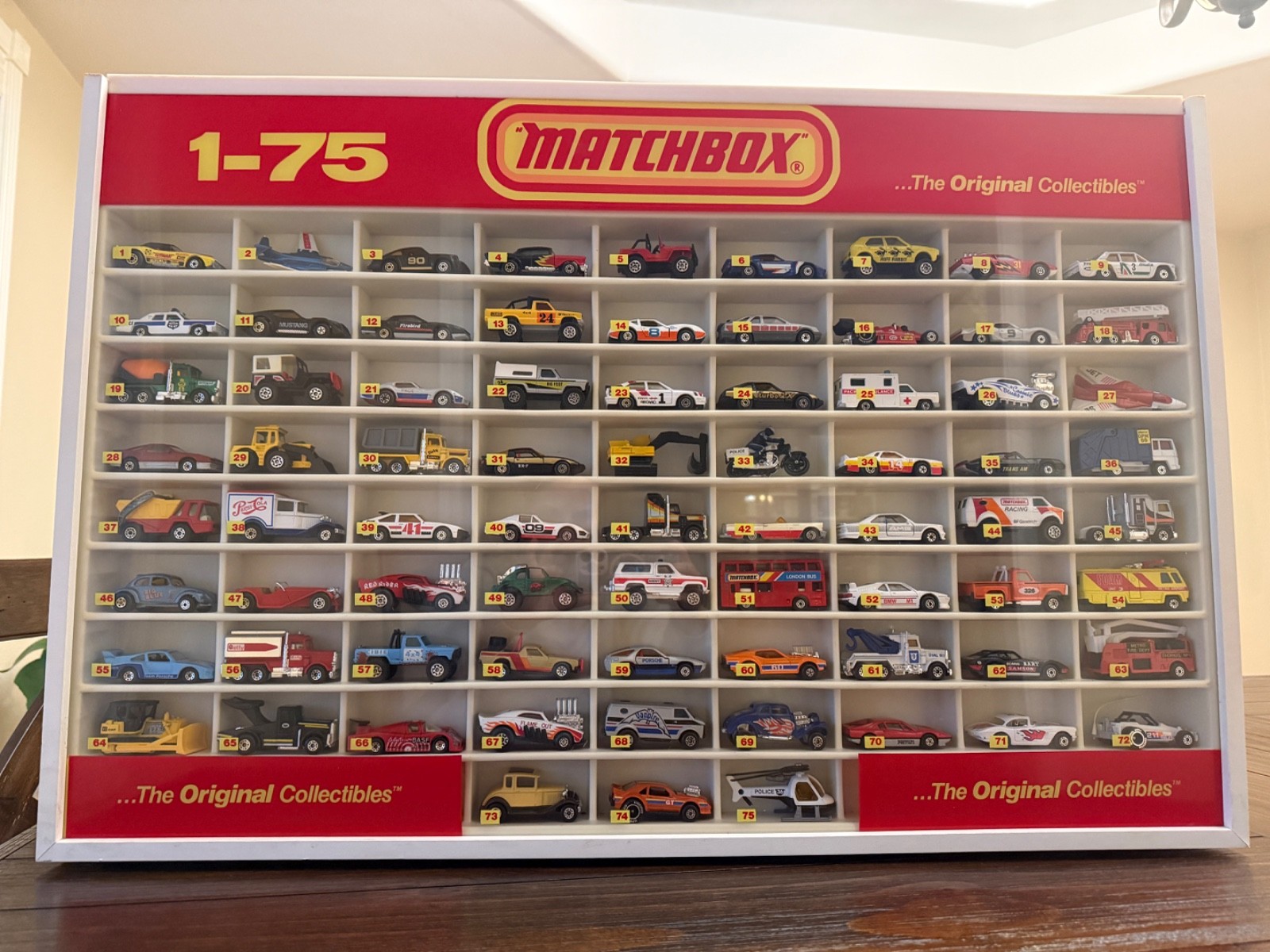 Vintage Matchbox 1-75 Complete Early 1980s Collection 1984 Display Case, 75 cars