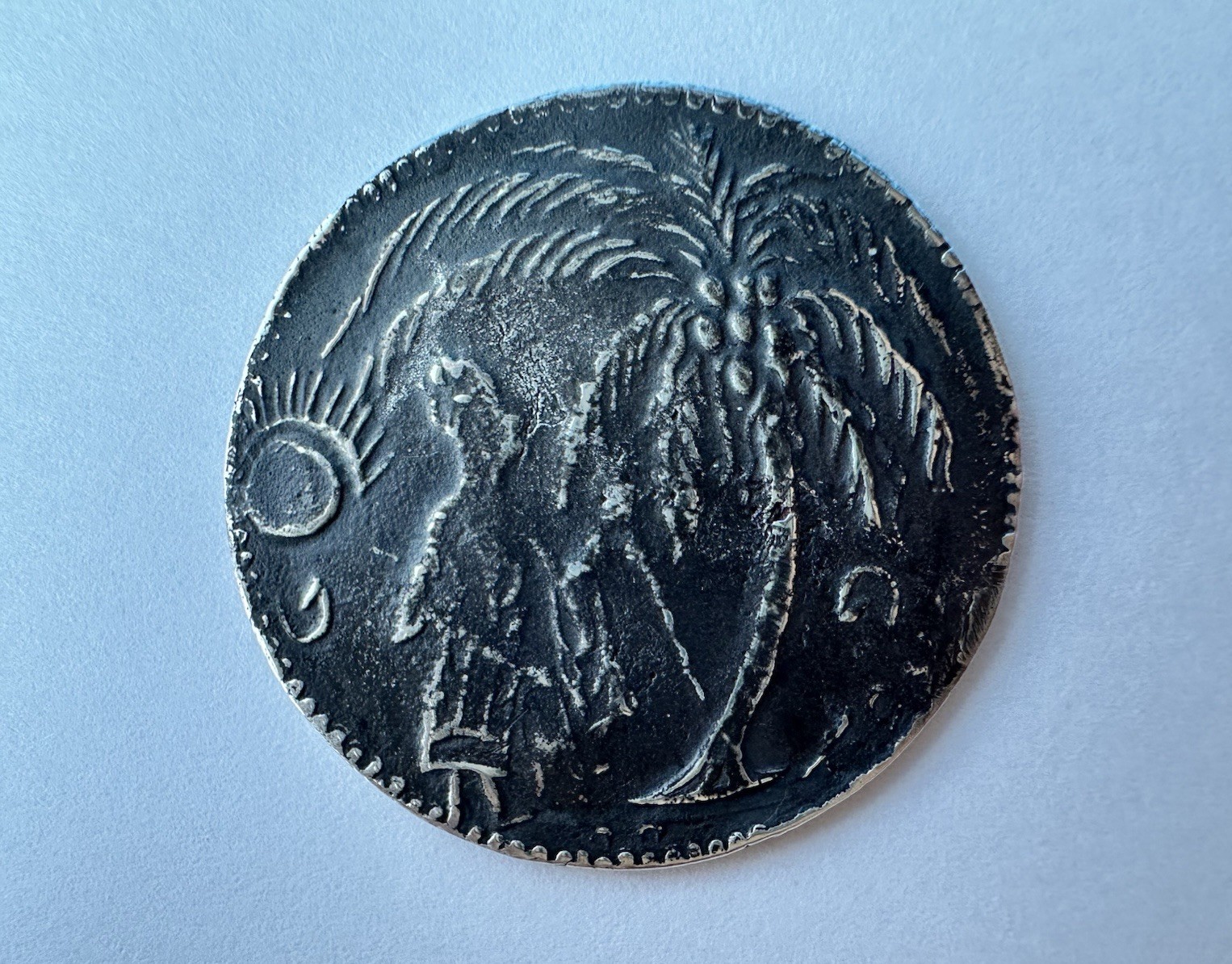 Rare French Protectorate Cambodian Silver Amulet Coin-M400+(1835-1904) 